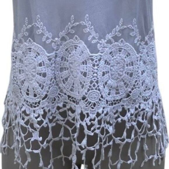 You Are Not Alone Cami Tank Top Women's Medium White Halter Embroidered Crochet - Picture 4 of 14